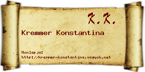 Kremmer Konstantina névjegykártya